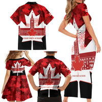Canada Day Family Matching Short Sleeve Bodycon Dress and Hawaiian Shirt 2024 Canadian Maple Leaf Pattern - Wonder Print Shop