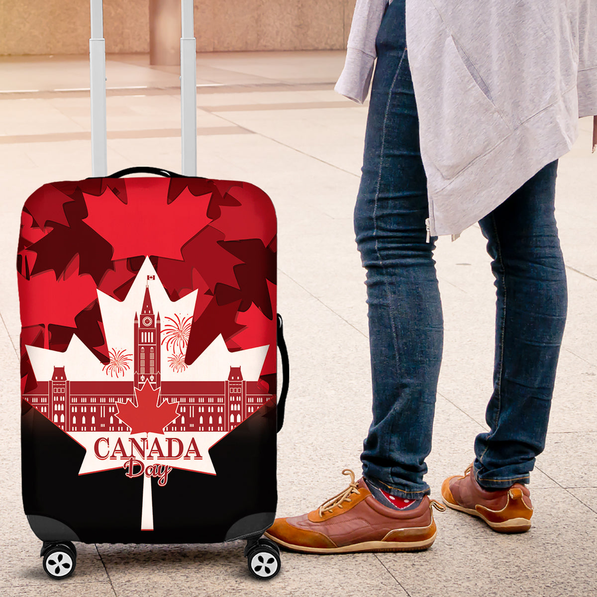 Canada Day Luggage Cover 2024 Canadian Maple Leaf Pattern - Wonder Print Shop