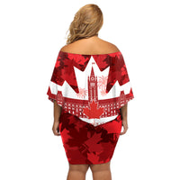 Canada Day Off Shoulder Short Dress 2024 Canadian Maple Leaf Pattern - Wonder Print Shop