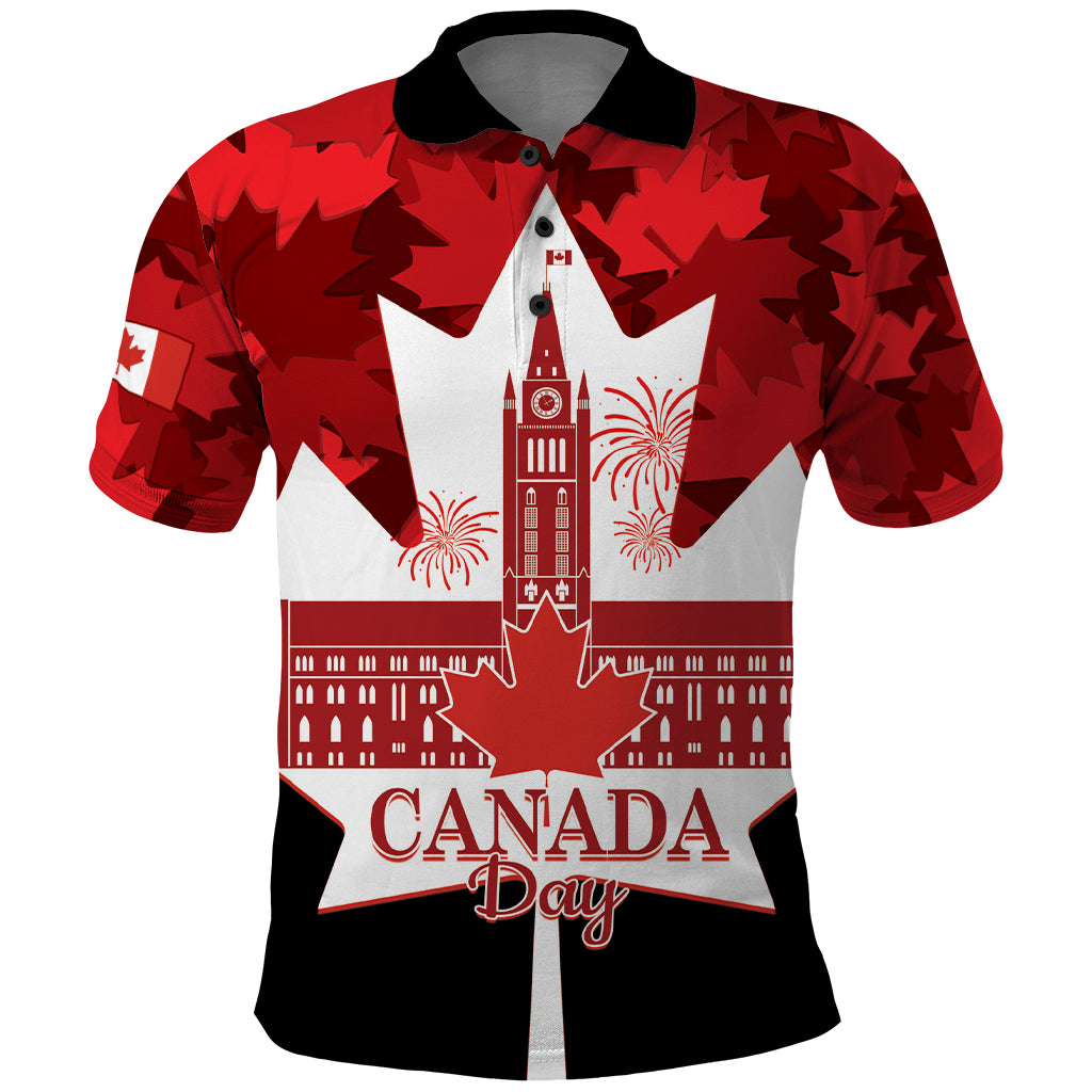 Canada Day Polo Shirt 2024 Canadian Maple Leaf Pattern