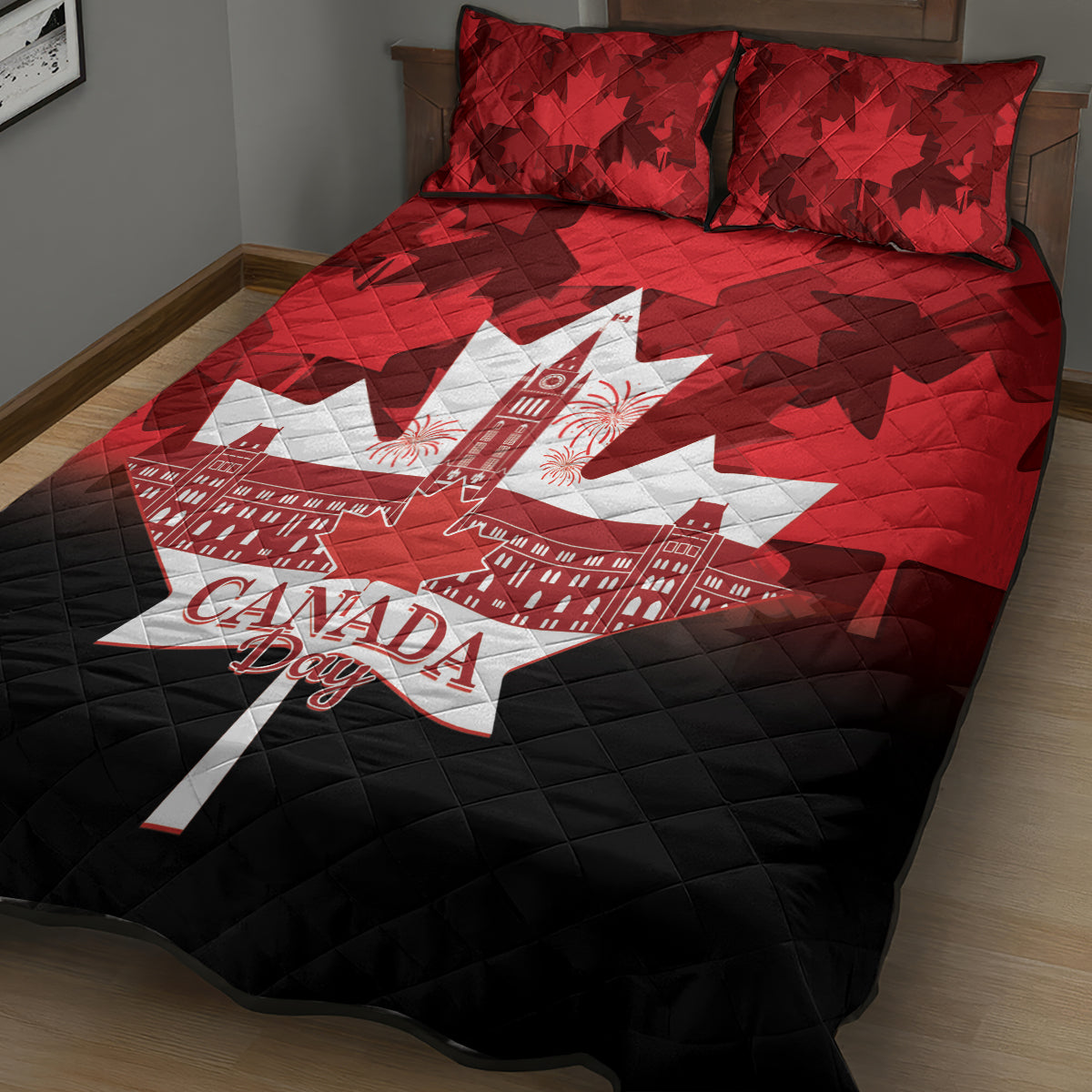 Canada Day Quilt Bed Set 2024 Canadian Maple Leaf Pattern - Wonder Print Shop