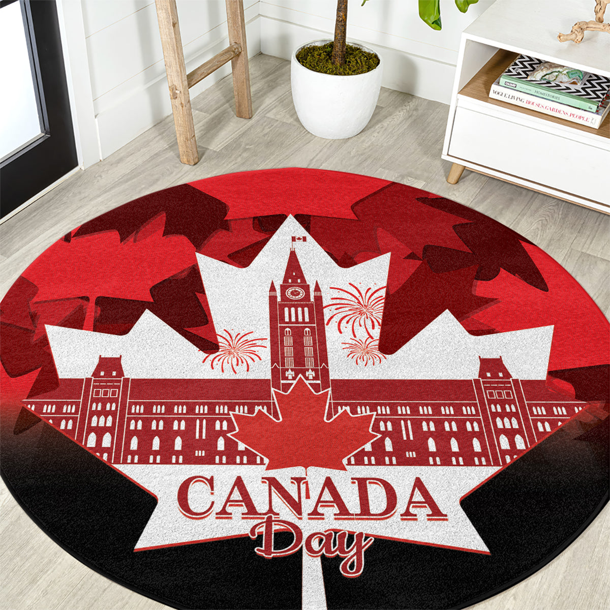 Canada Day Round Carpet 2024 Canadian Maple Leaf Pattern