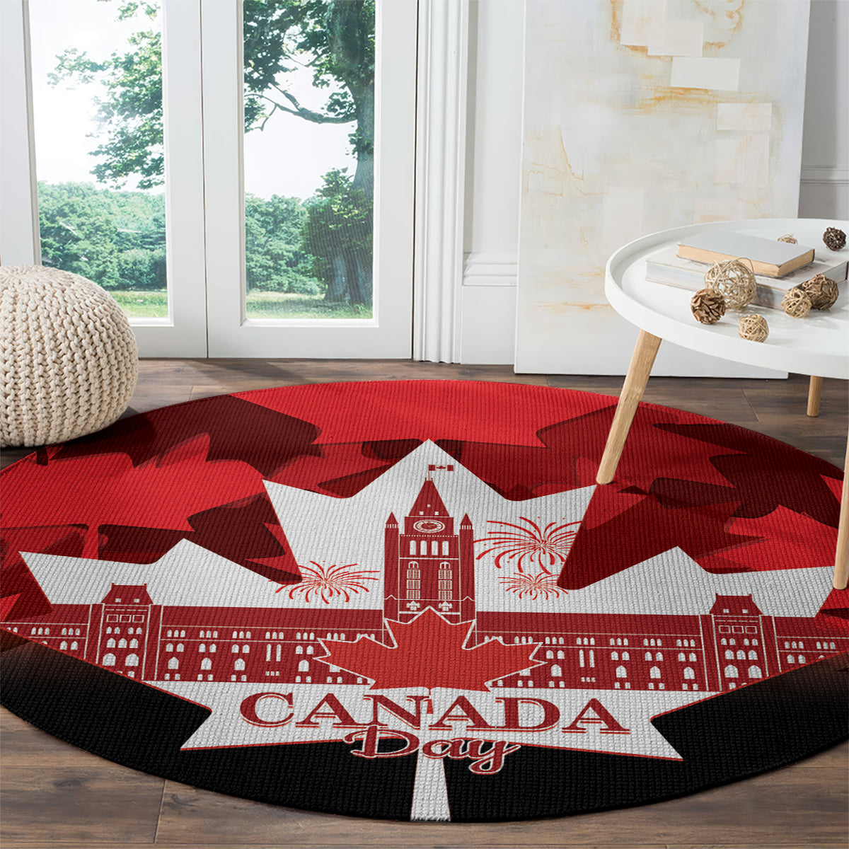 Canada Day Round Carpet 2024 Canadian Maple Leaf Pattern