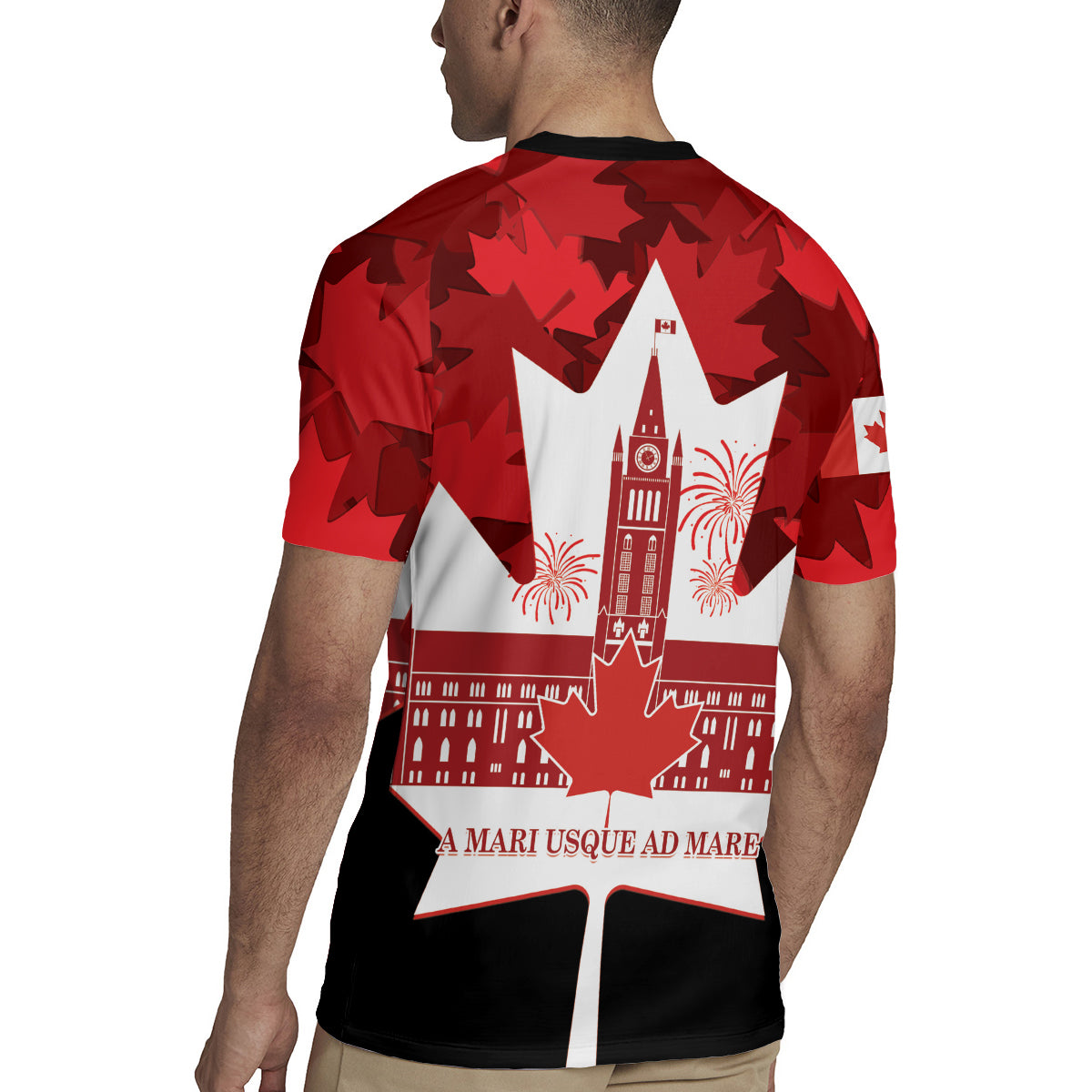 Canada Day Rugby Jersey 2024 Canadian Maple Leaf Pattern - Wonder Print Shop