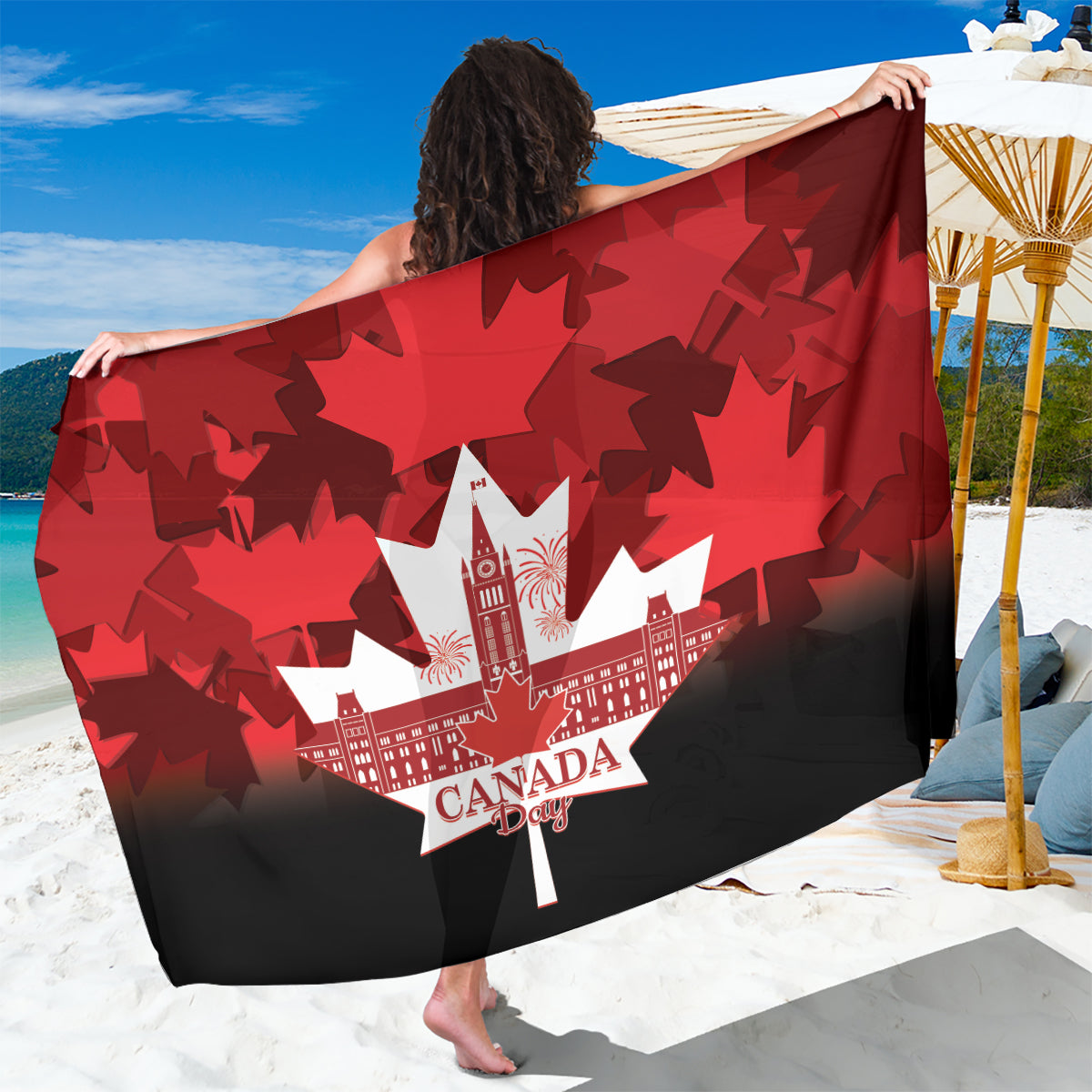Canada Day Sarong 2024 Canadian Maple Leaf Pattern