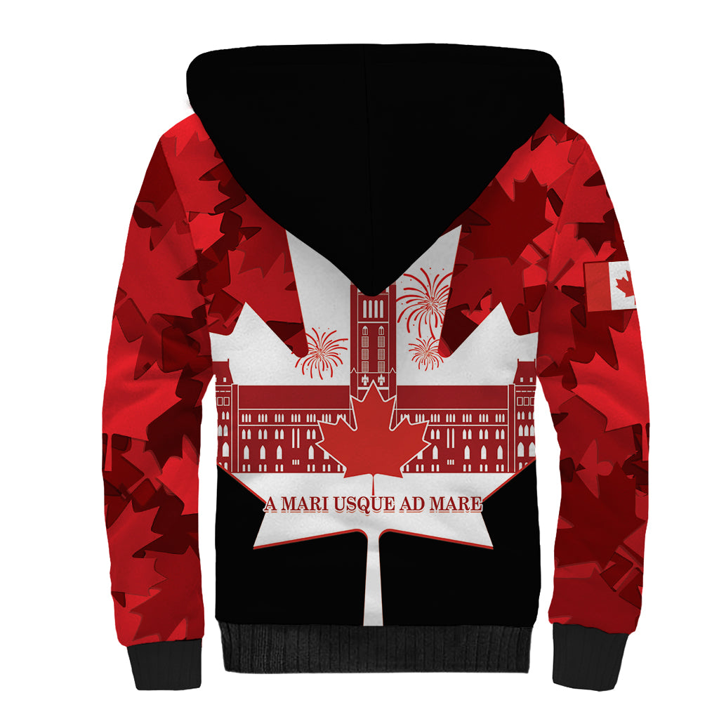 Canada Day Sherpa Hoodie 2024 Canadian Maple Leaf Pattern - Wonder Print Shop