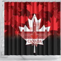 Canada Day Shower Curtain 2024 Canadian Maple Leaf Pattern