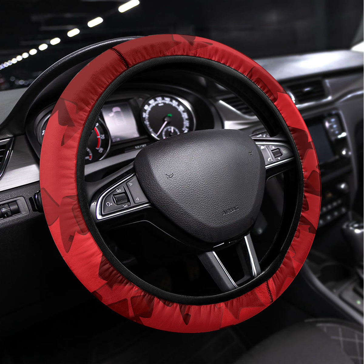 Canada Day Steering Wheel Cover 2024 Canadian Maple Leaf Pattern - Wonder Print Shop