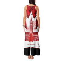 Canada Day Tank Maxi Dress 2024 Canadian Maple Leaf Pattern - Wonder Print Shop
