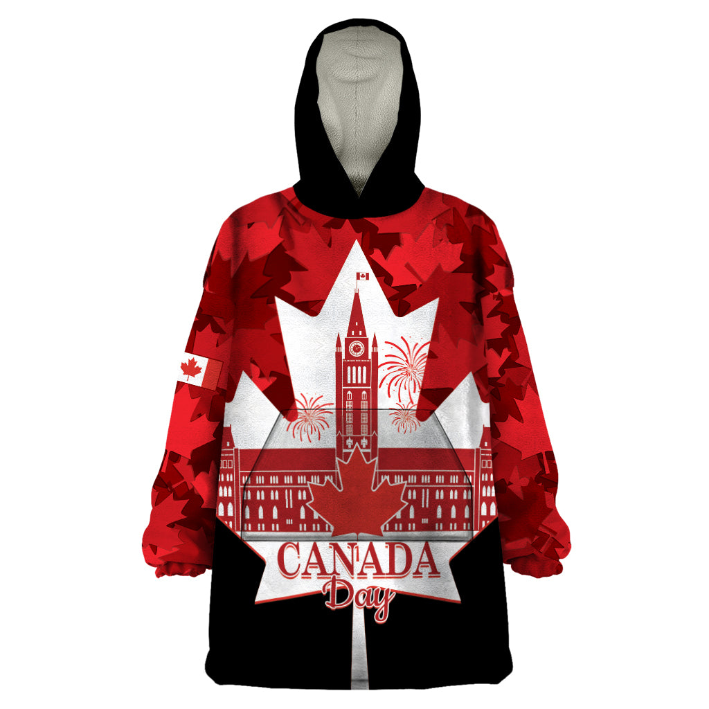 Canada Day Wearable Blanket Hoodie 2024 Canadian Maple Leaf Pattern