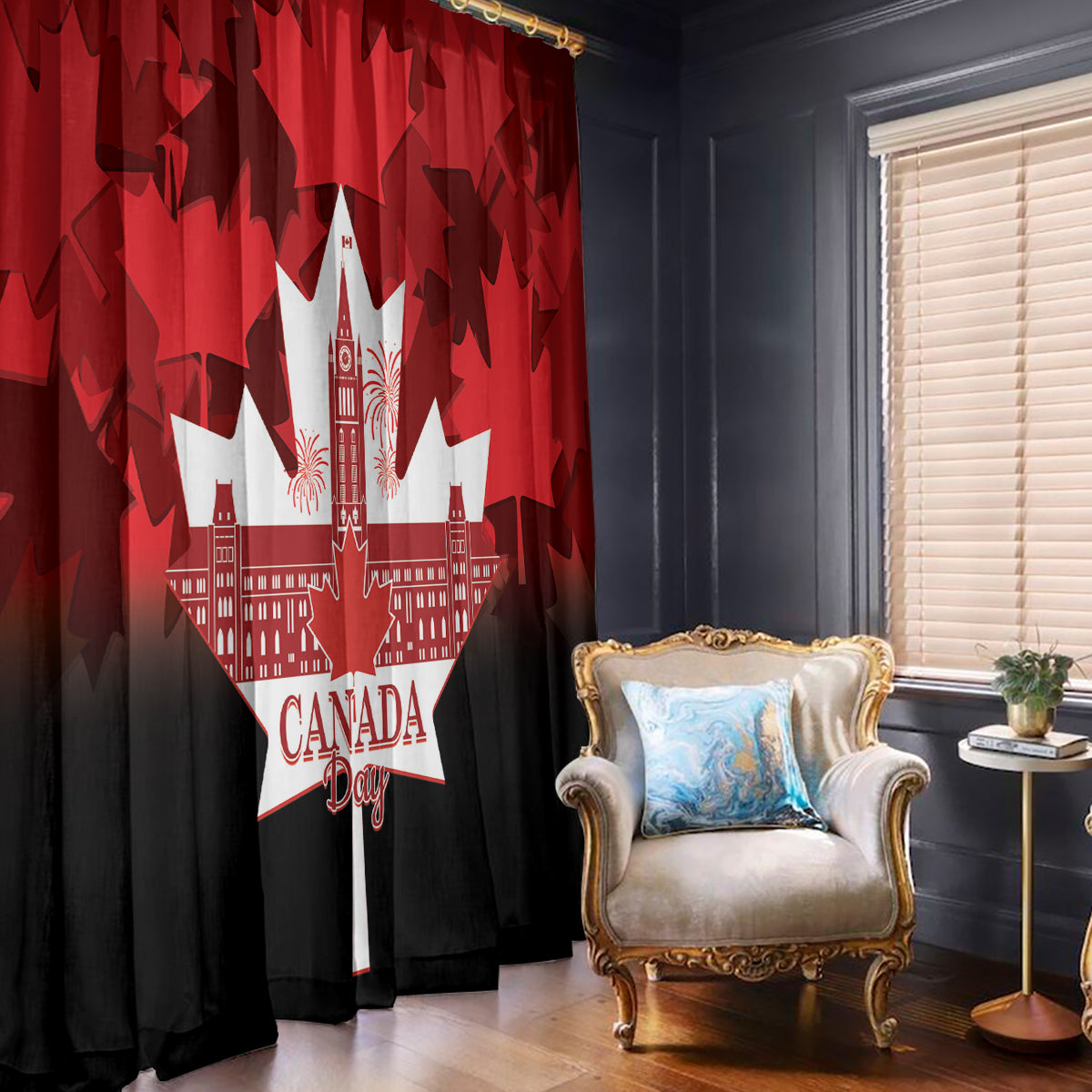 Canada Day Window Curtain 2024 Canadian Maple Leaf Pattern - Wonder Print Shop