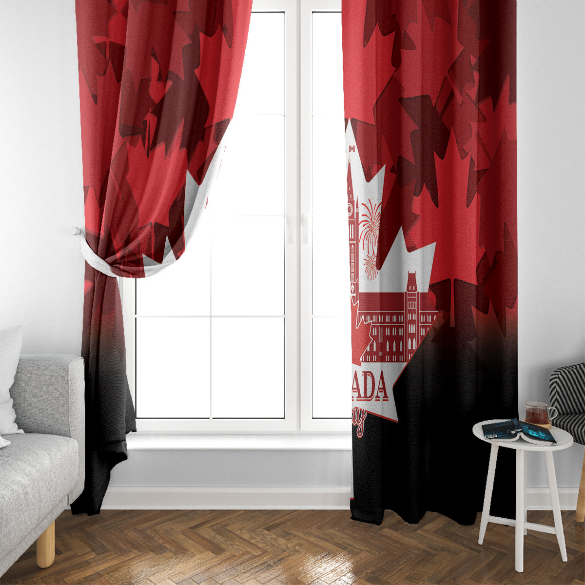 Canada Day Window Curtain 2024 Canadian Maple Leaf Pattern - Wonder Print Shop