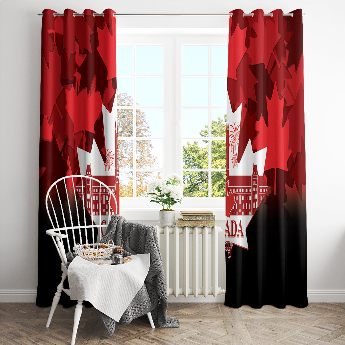 Canada Day Window Curtain 2024 Canadian Maple Leaf Pattern - Wonder Print Shop