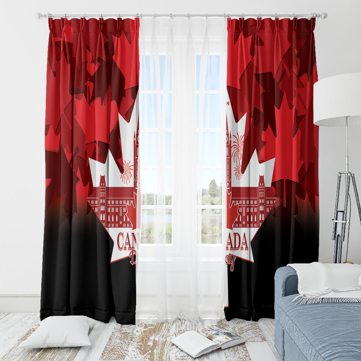 Canada Day Window Curtain 2024 Canadian Maple Leaf Pattern - Wonder Print Shop