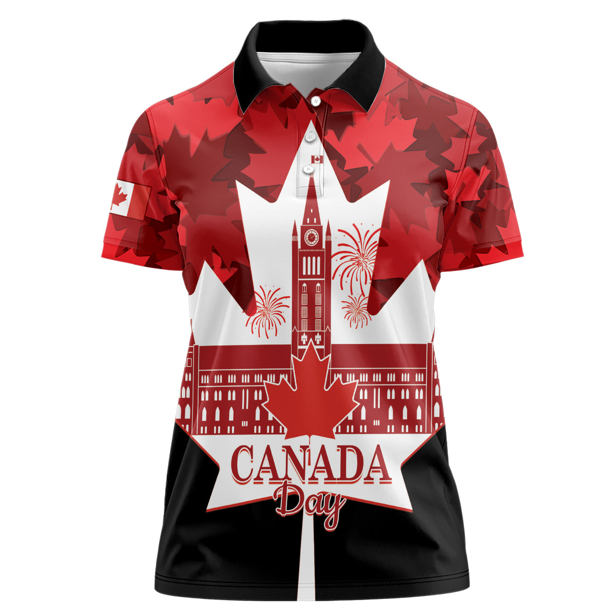 Canada Day Women Polo Shirt 2024 Canadian Maple Leaf Pattern - Wonder Print Shop