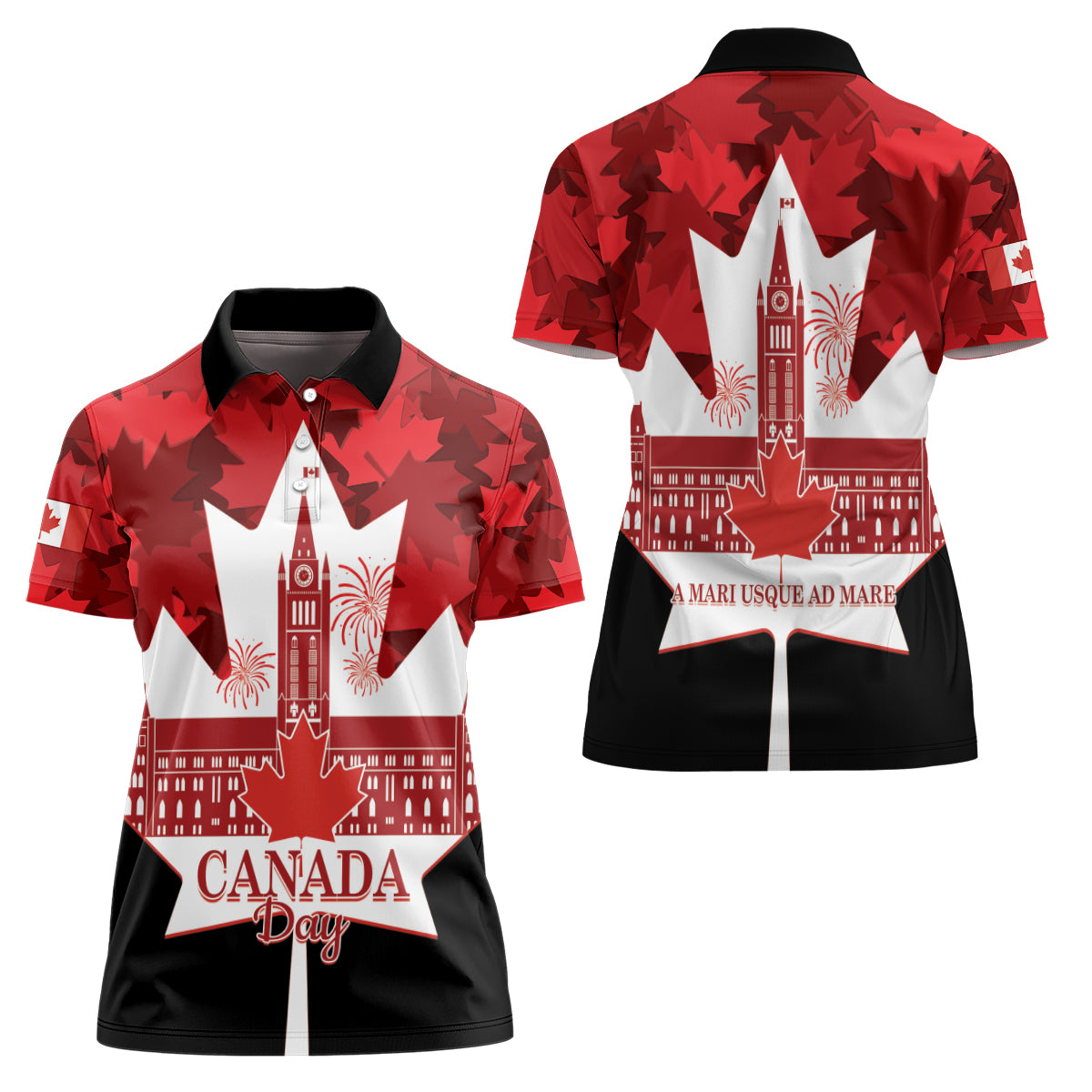 Canada Day Women Polo Shirt 2024 Canadian Maple Leaf Pattern - Wonder Print Shop