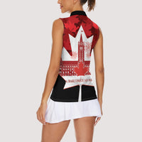 Canada Day Women Sleeveless Polo Shirt 2024 Canadian Maple Leaf Pattern - Wonder Print Shop