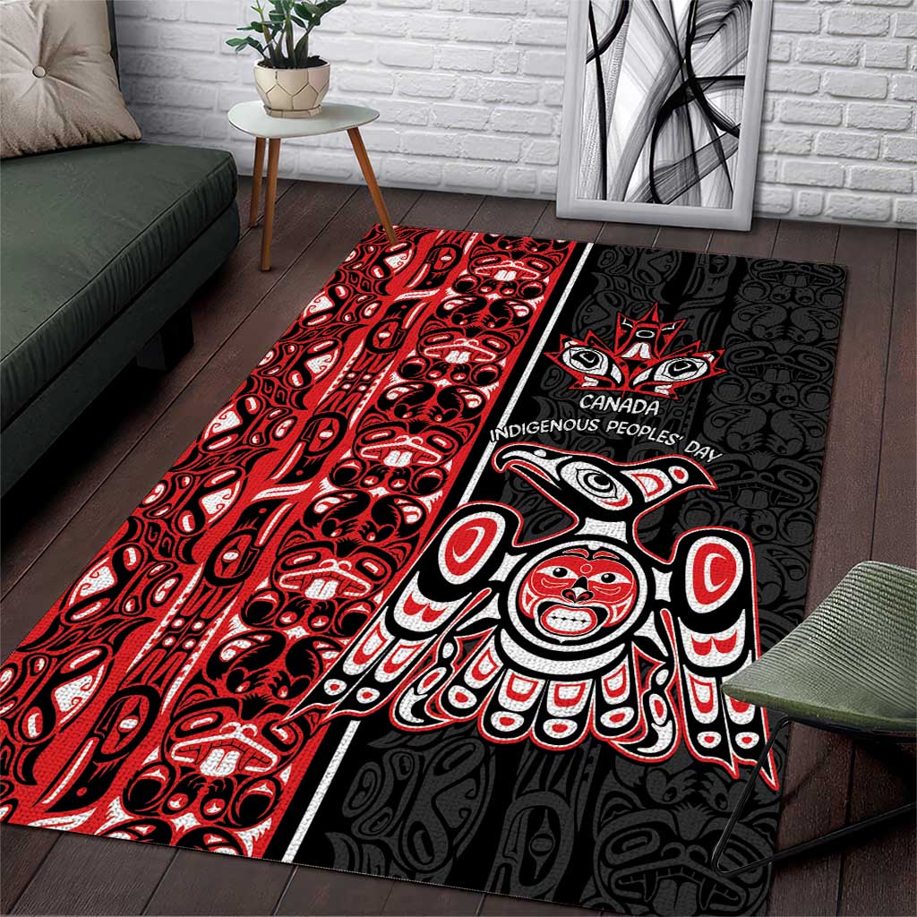 Canada Indigenous Peoples' Day Area Rug Canadian Raven Haida Pattern