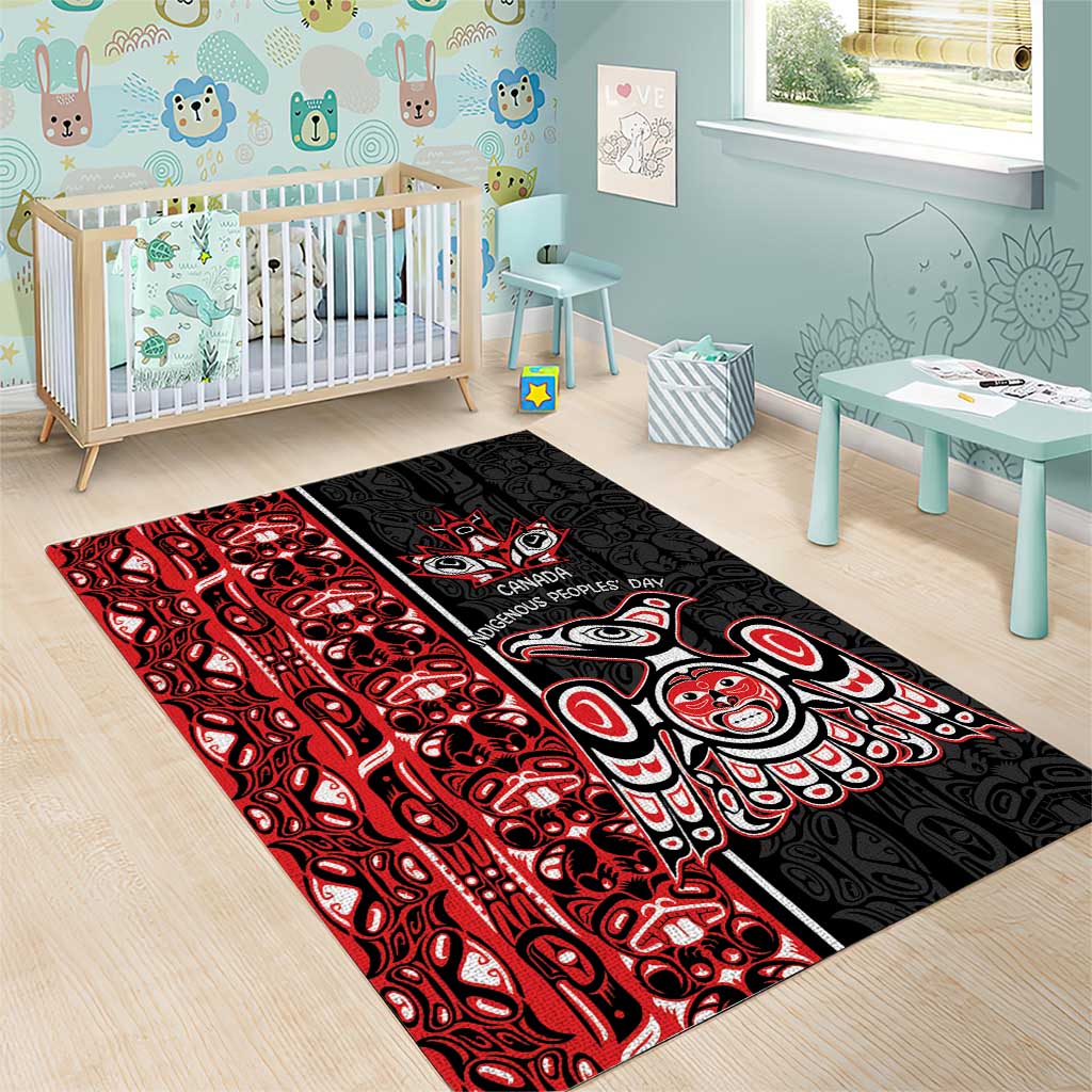 Canada Indigenous Peoples' Day Area Rug Canadian Raven Haida Pattern
