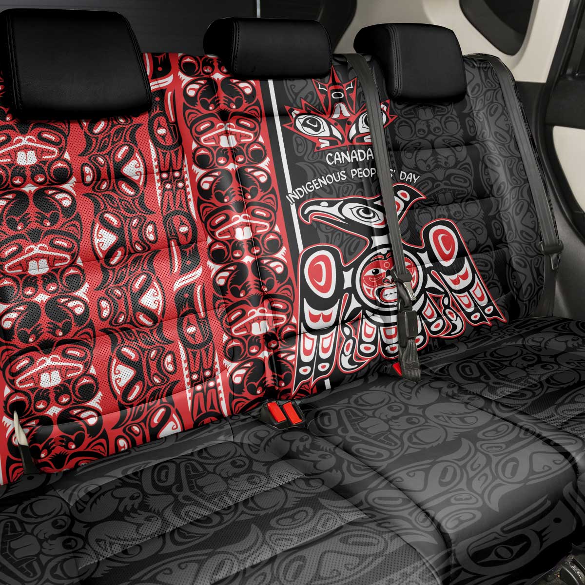 Canada Indigenous Peoples' Day Back Car Seat Cover Canadian Raven Haida Pattern