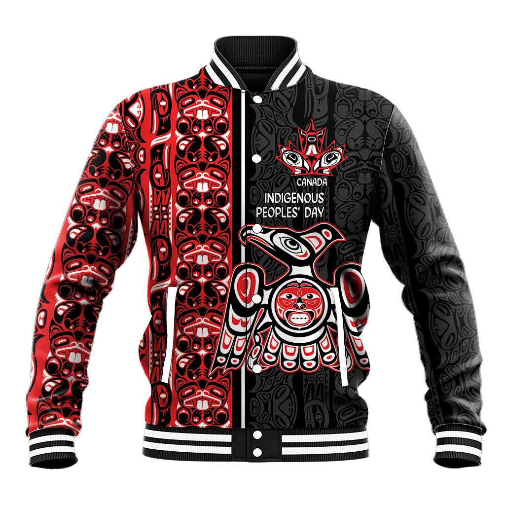 Canada Indigenous Peoples' Day Baseball Jacket Canadian Raven Haida Pattern