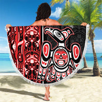 Canada Indigenous Peoples' Day Beach Blanket Canadian Raven Haida Pattern