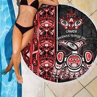Canada Indigenous Peoples' Day Beach Blanket Canadian Raven Haida Pattern