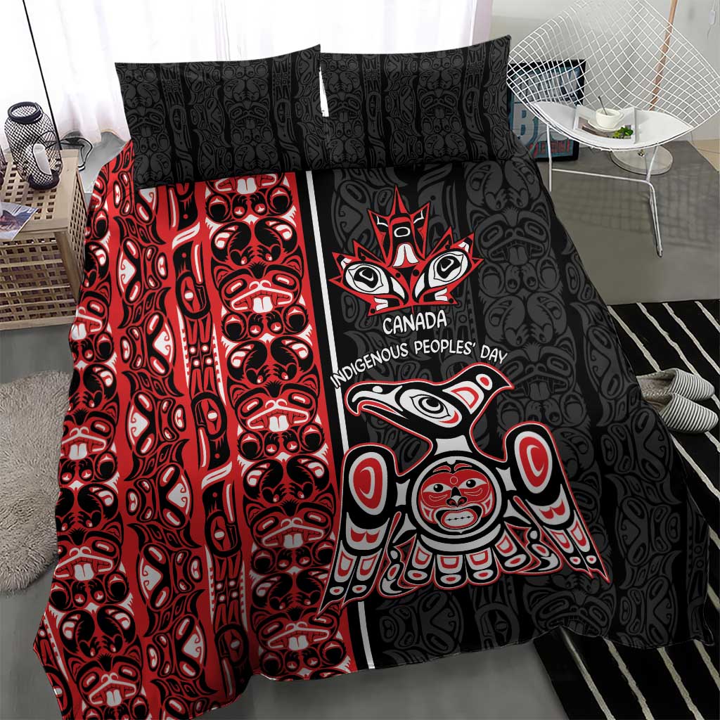 Canada Indigenous Peoples' Day Bedding Set Canadian Raven Haida Pattern