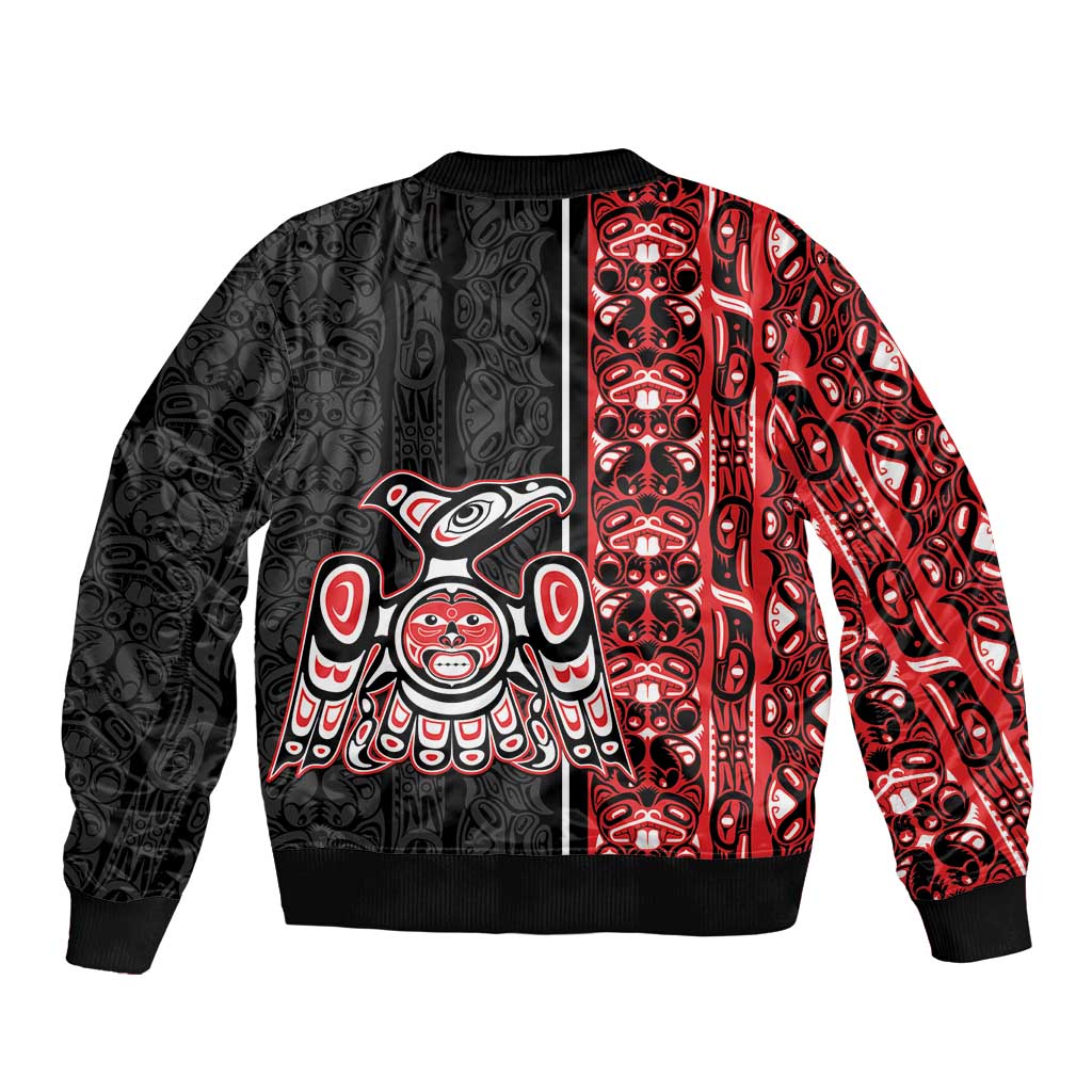 Canada Indigenous Peoples' Day Bomber Jacket Canadian Raven Haida Pattern