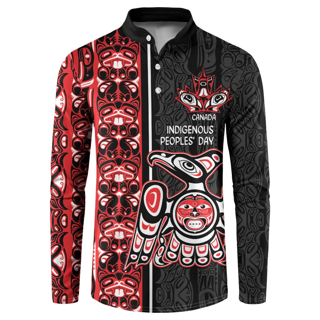 Canada Indigenous Peoples' Day Button Sweatshirt Canadian Raven Haida Pattern