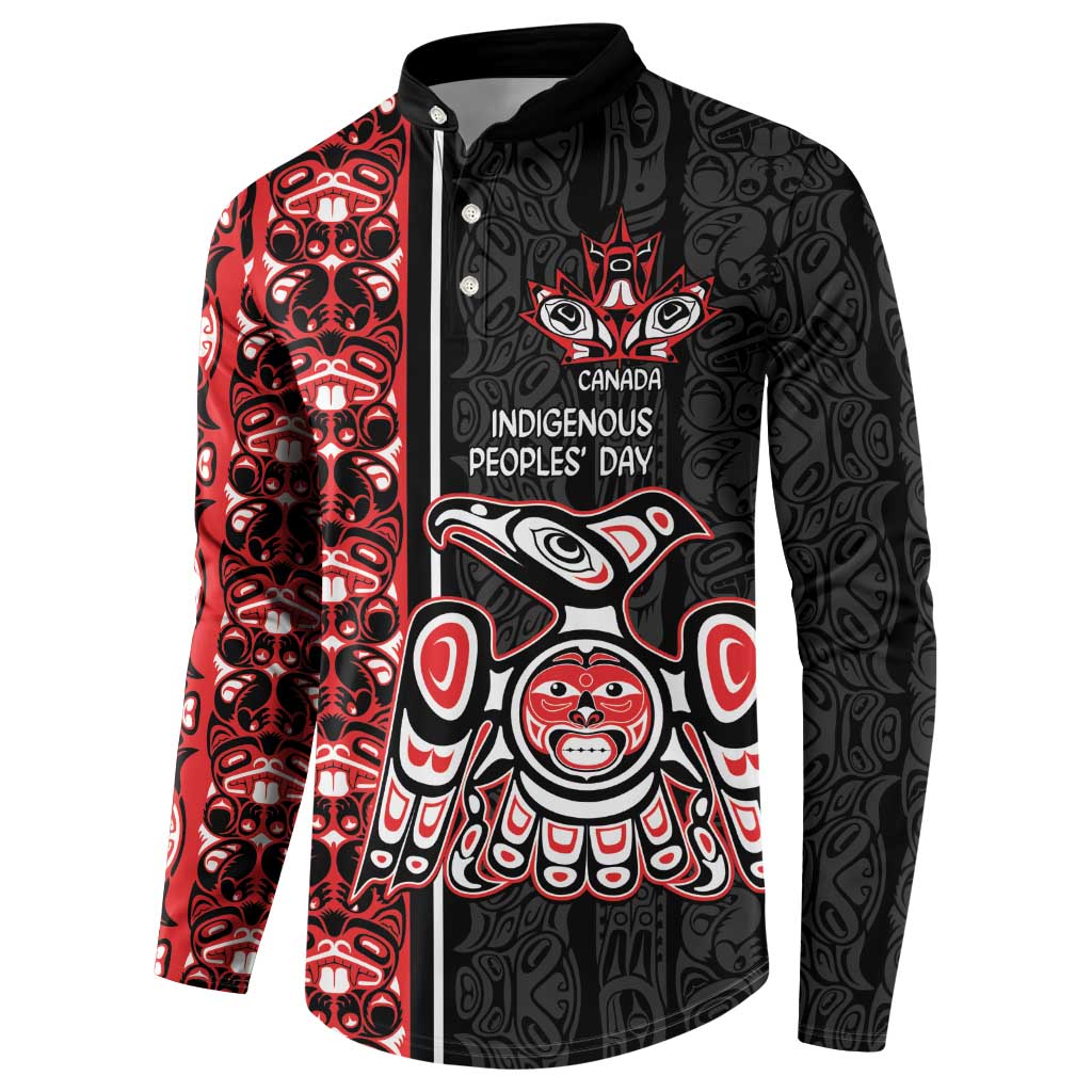 Canada Indigenous Peoples' Day Button Sweatshirt Canadian Raven Haida Pattern