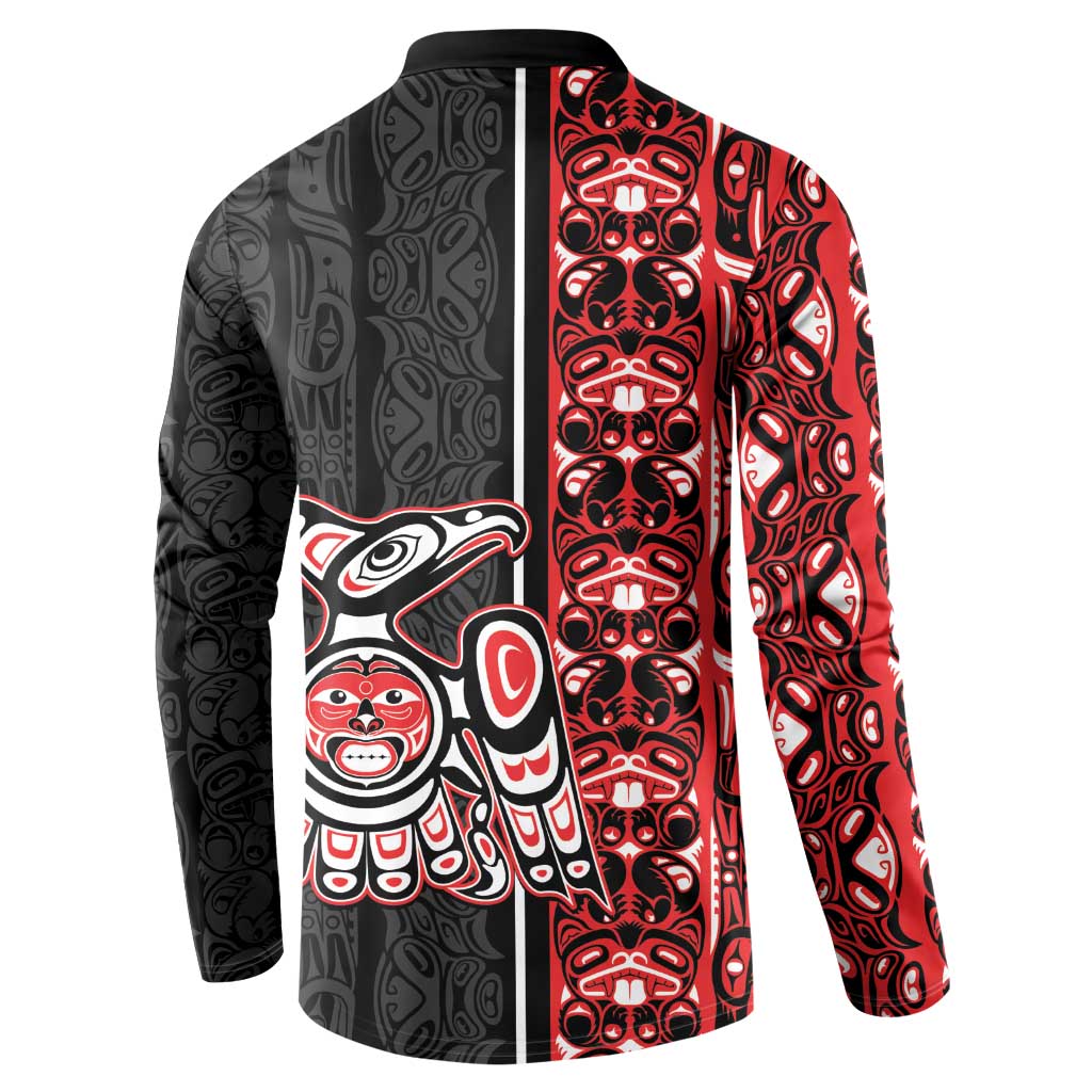 Canada Indigenous Peoples' Day Button Sweatshirt Canadian Raven Haida Pattern