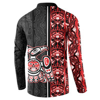 Canada Indigenous Peoples' Day Button Sweatshirt Canadian Raven Haida Pattern