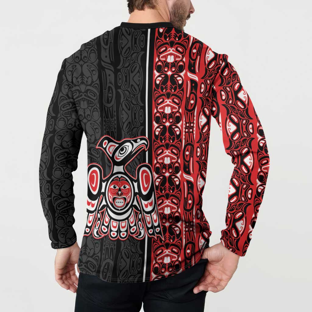 Canada Indigenous Peoples' Day Button Sweatshirt Canadian Raven Haida Pattern