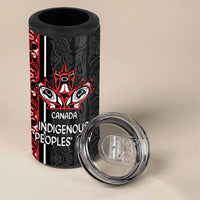 Canada Indigenous Peoples' Day 4 in 1 Can Cooler Tumbler Canadian Raven Haida Pattern