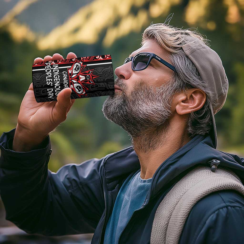 Canada Indigenous Peoples' Day 4 in 1 Can Cooler Tumbler Canadian Raven Haida Pattern