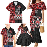 Canada Indigenous Peoples' Day Family Matching Mermaid Dress and Hawaiian Shirt Canadian Raven Haida Pattern