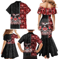 Canada Indigenous Peoples' Day Family Matching Mermaid Dress and Hawaiian Shirt Canadian Raven Haida Pattern