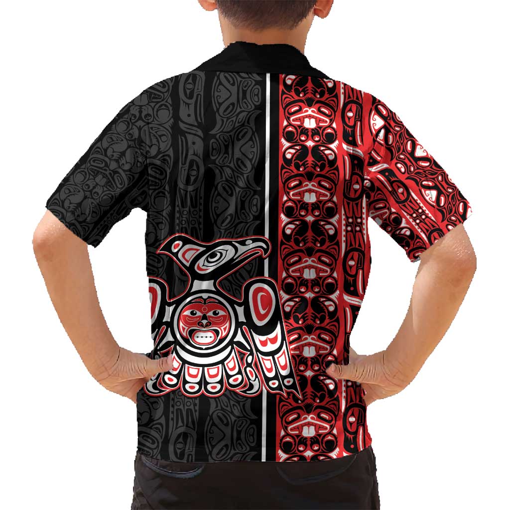 Canada Indigenous Peoples' Day Family Matching Off Shoulder Short Dress and Hawaiian Shirt Canadian Raven Haida Pattern