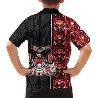 Canada Indigenous Peoples' Day Family Matching Off Shoulder Short Dress and Hawaiian Shirt Canadian Raven Haida Pattern