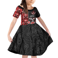 Canada Indigenous Peoples' Day Family Matching Off Shoulder Short Dress and Hawaiian Shirt Canadian Raven Haida Pattern