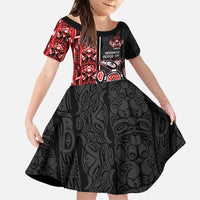Canada Indigenous Peoples' Day Family Matching Puletasi and Hawaiian Shirt Canadian Raven Haida Pattern