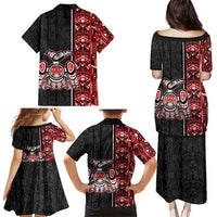 Canada Indigenous Peoples' Day Family Matching Puletasi and Hawaiian Shirt Canadian Raven Haida Pattern