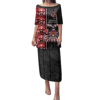 Canada Indigenous Peoples' Day Family Matching Puletasi and Hawaiian Shirt Canadian Raven Haida Pattern