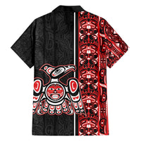 Canada Indigenous Peoples' Day Family Matching Short Sleeve Bodycon Dress and Hawaiian Shirt Canadian Raven Haida Pattern