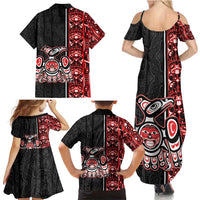 Canada Indigenous Peoples' Day Family Matching Summer Maxi Dress and Hawaiian Shirt Canadian Raven Haida Pattern