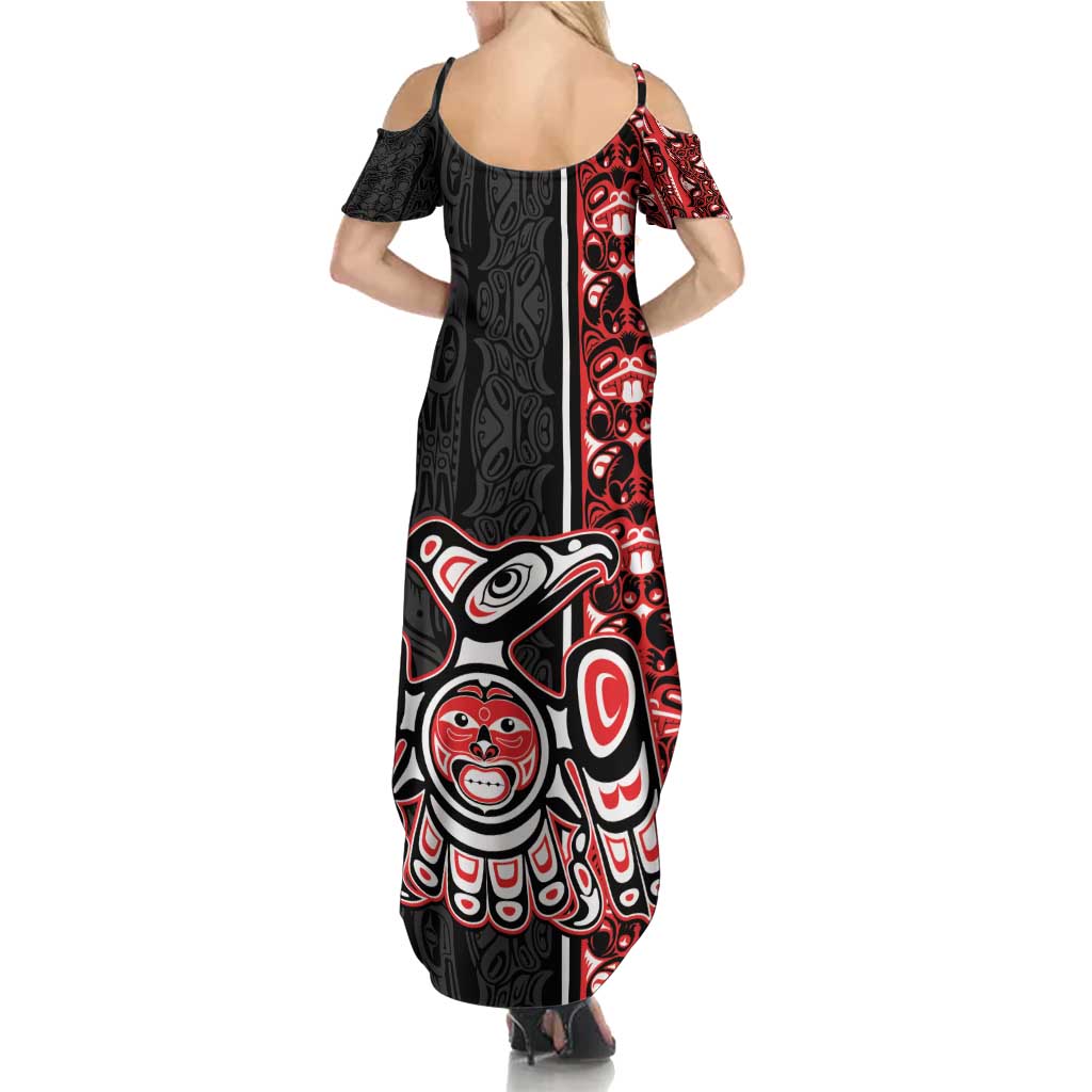 Canada Indigenous Peoples' Day Family Matching Summer Maxi Dress and Hawaiian Shirt Canadian Raven Haida Pattern