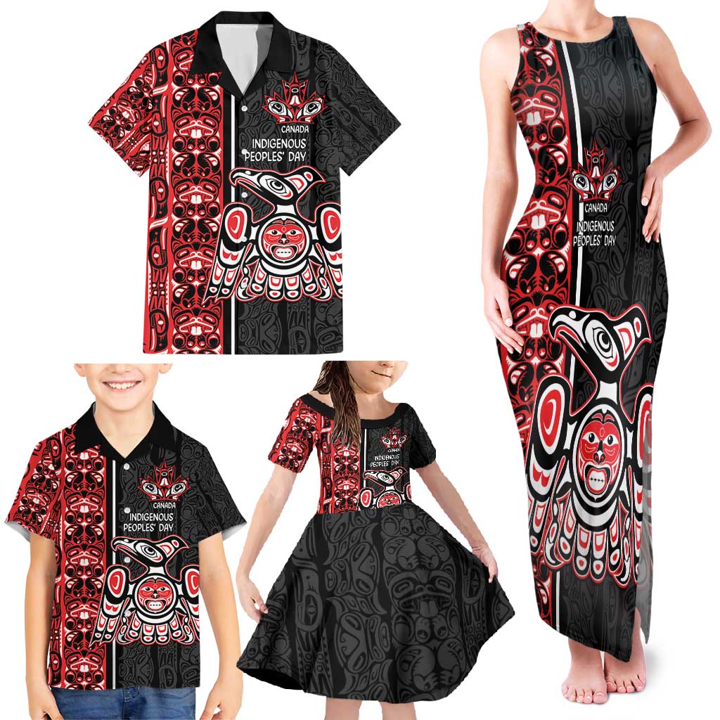 Canada Indigenous Peoples' Day Family Matching Tank Maxi Dress and Hawaiian Shirt Canadian Raven Haida Pattern