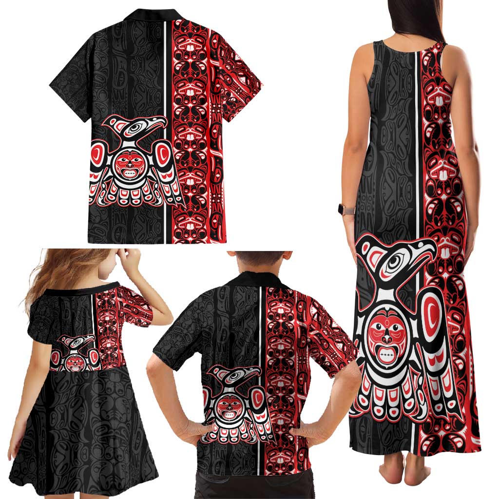 Canada Indigenous Peoples' Day Family Matching Tank Maxi Dress and Hawaiian Shirt Canadian Raven Haida Pattern