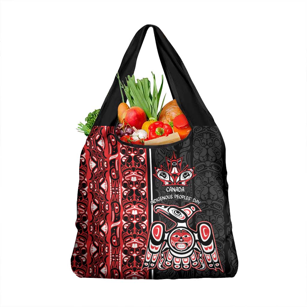 Canada Indigenous Peoples' Day Grocery Bag Canadian Raven Haida Pattern